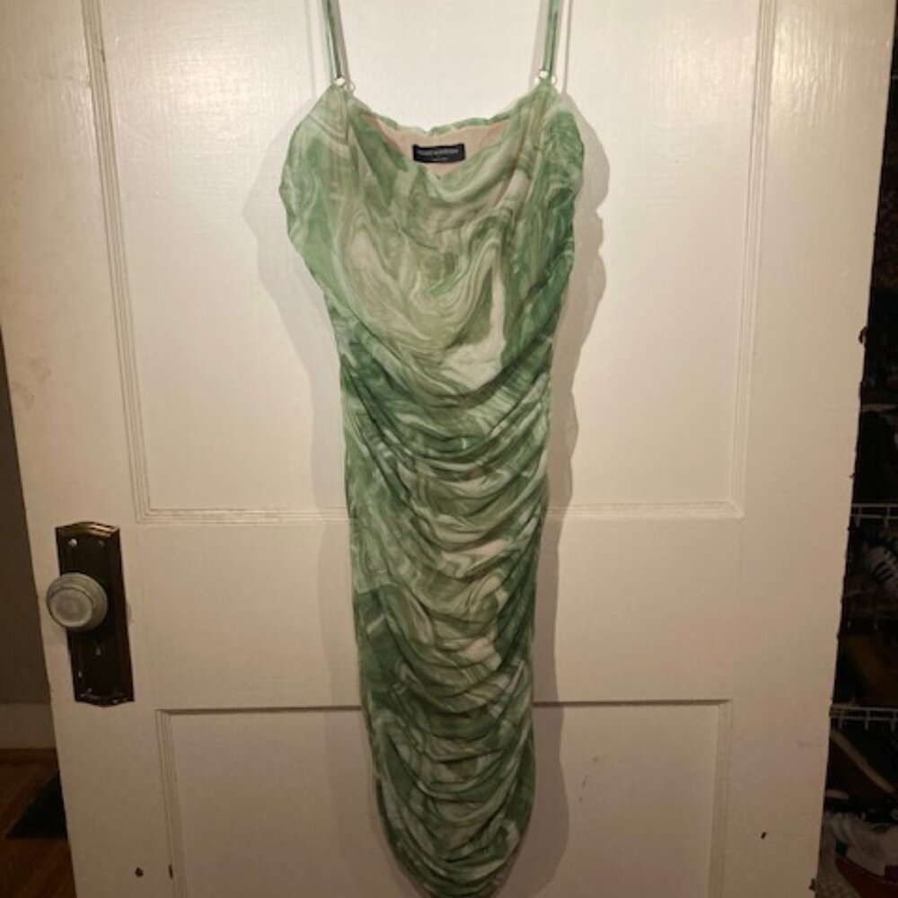 Naked Wardrobe Green Sleeveless Body Wrapping Dress